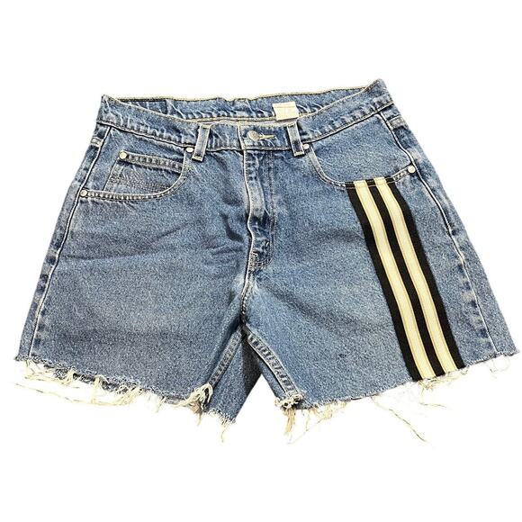 Vintage 1998 Levi’s L2 Striped Denim Jeans 30 Distressed RARE Cut Off Shorts - Picture 1 of 9